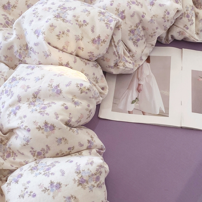 91家纺网 家纺一手货源 找家纺 于果 2025新款全棉双层纱四件套第四批 芊芊花影