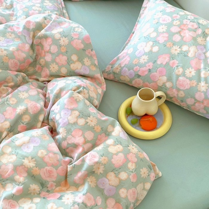 91家纺网 家纺一手货源 找家纺 于果 2025新款全棉双层纱四件套第四批 手捧玫瑰