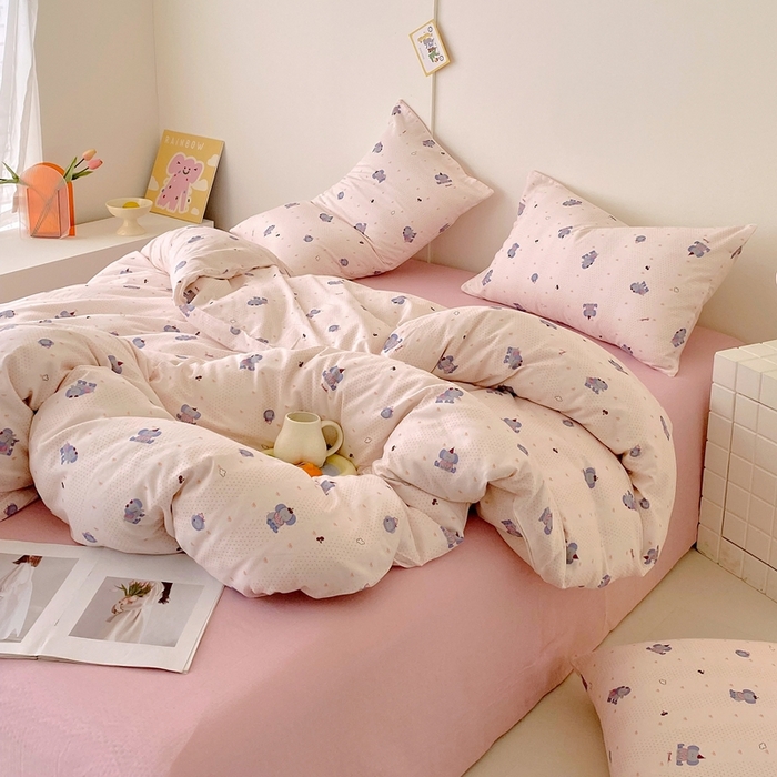 91家纺网 家纺一手货源 找家纺 于果 2025新款全棉双层纱四件套第四批 嘟嘟象