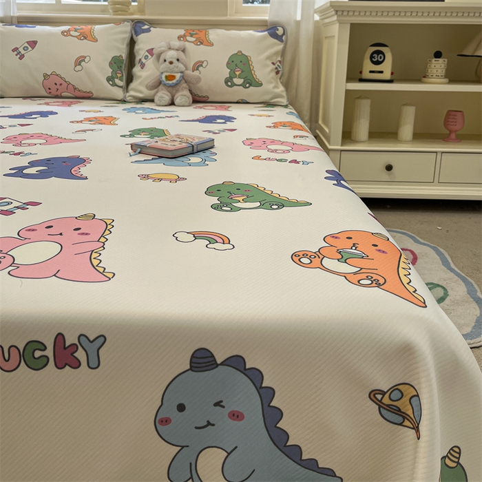 91家纺网 家纺一手货源 找家纺 星座家纺 2025新款斜纹提花凉感丝凉席床单款三件套 七彩龙