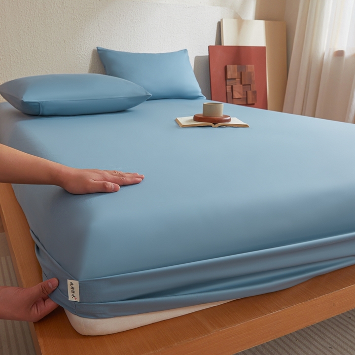 91家纺网 家纺一手货源 找家纺 衿成家纺 2025新款全棉13372喷气防水床笠5面全包防水不渗漏-单床笠 清雅蓝