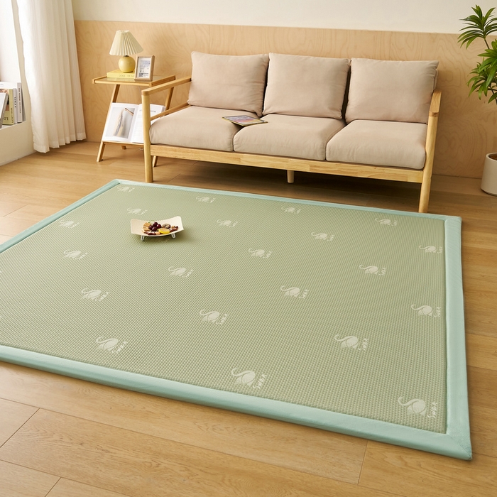 91家纺网 家纺一手货源 找家纺 锦丝钰床垫 2025新款真凉感冰豆豆天鹅系列地垫 冰豆豆-天鹅绿