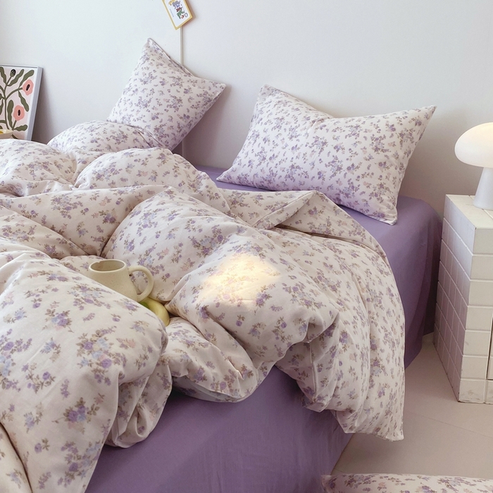 91家纺网 家纺一手货源 找家纺 于果 2025新款全棉双层纱四件套第四批 芊芊花影