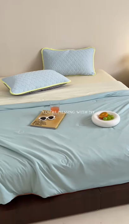 91家纺网 家纺一手货源 找家纺 顾里2025新款冰皮抗菌凉感被 冻海绿果