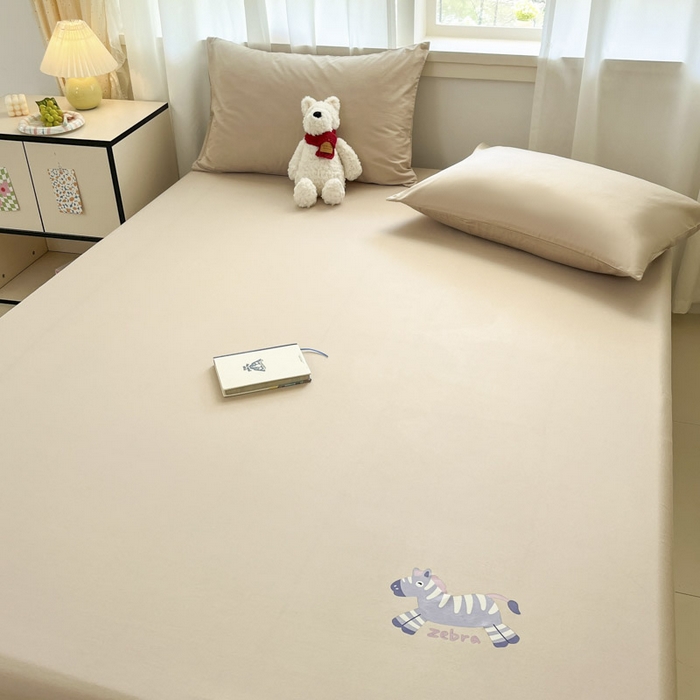 91家纺网 家纺一手货源 找家纺 泽西2025新品全棉卡通床笠 天使马-卡其