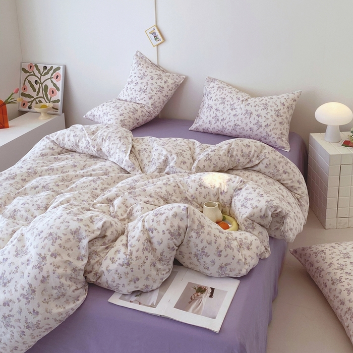 91家纺网 家纺一手货源 找家纺 于果 2025新款全棉双层纱四件套第四批 芊芊花影