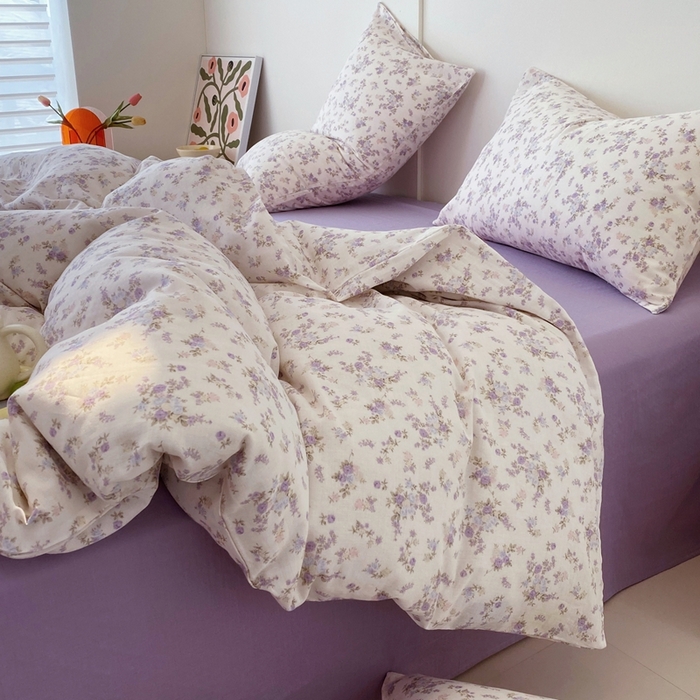 91家纺网 家纺一手货源 找家纺 于果 2025新款全棉双层纱四件套第四批 芊芊花影