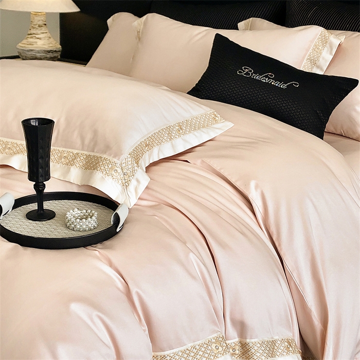 91家纺网 家纺一手货源 找家纺 2025新款全棉长绒棉刺绣四件套-迪克斯 迪克斯-粉