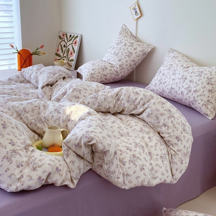 91家纺网 家纺一手货源 找家纺 于果 2025新款全棉双层纱四件套第四批 芊芊花影