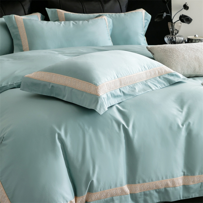 91家纺网 家纺一手货源 找家纺 2025新款全棉长绒棉刺绣四件套-时光 时光-绿