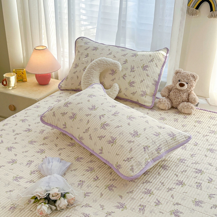 91家纺网 家纺一手货源 找家纺 梵朴 2025新款跑量款纯棉印花床盖三件套 芬芳紫