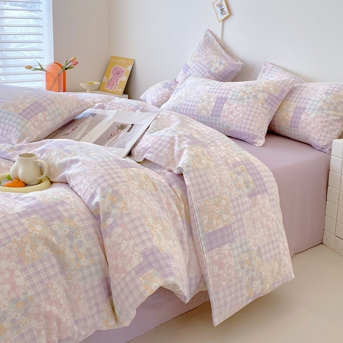 91家纺网 家纺一手货源 找家纺 于果 2025新款全棉双层纱四件套第四批 山花浪漫