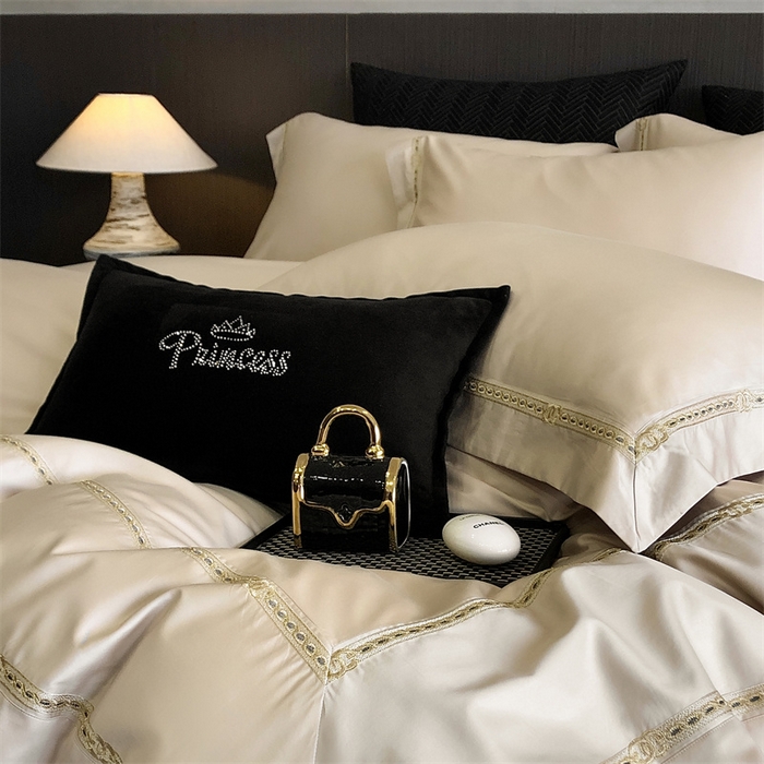 91家纺网 家纺一手货源 找家纺 2025新款全棉长绒棉刺绣四件套-慕研 慕研-香槟