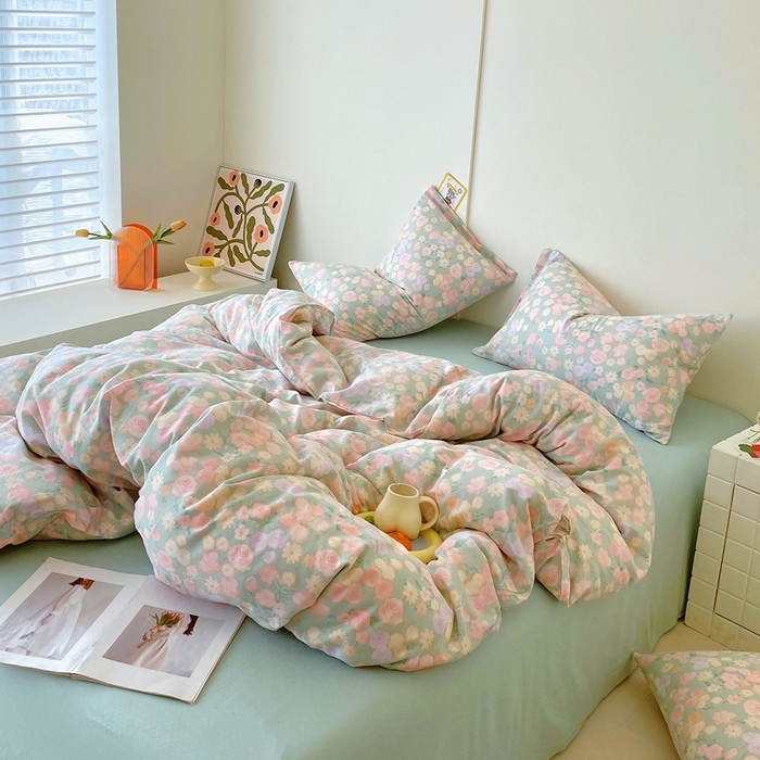 91家纺网 家纺一手货源 找家纺 于果 2025新款全棉双层纱四件套第四批 手捧玫瑰