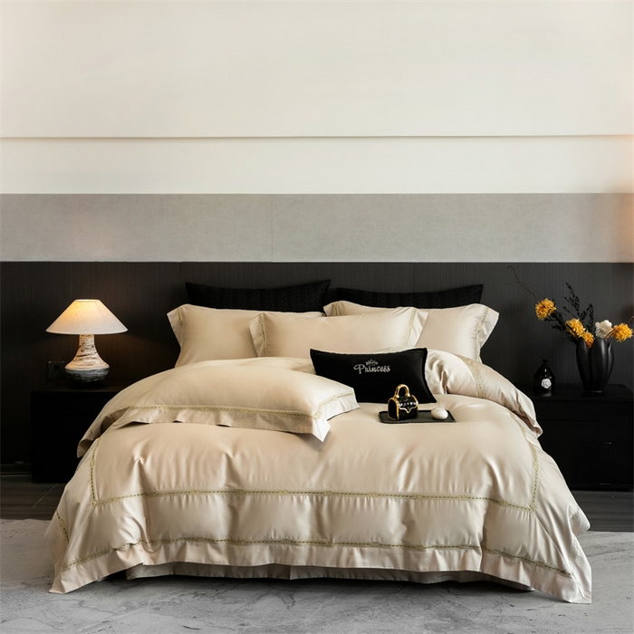 91家纺网 家纺一手货源 找家纺 2025新款全棉长绒棉刺绣四件套-慕研 慕研-香槟