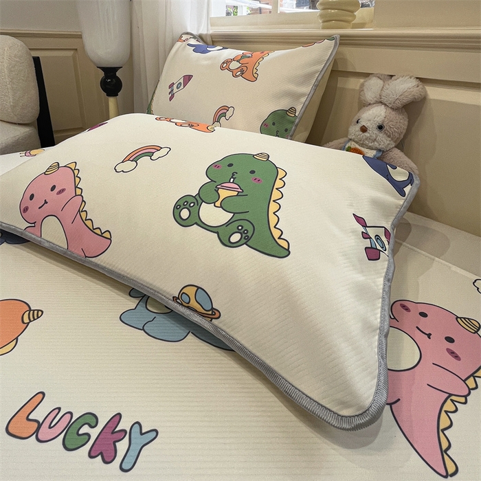 91家纺网 家纺一手货源 找家纺 星座家纺 2025新款斜纹提花凉感丝凉席床单款三件套 七彩龙