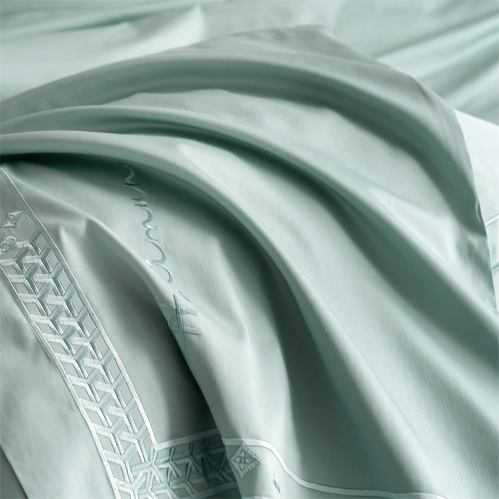 91家纺网 家纺一手货源 找家纺 保罗圣迪奥 2025新款全棉长绒棉刺绣四件套-星光 星光-绿