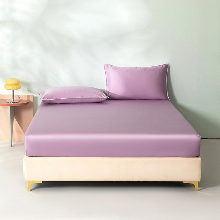 91家纺网 家纺一手货源 找家纺 百寐  2025新款素色纯色100s兰精天丝床单床笠 床笠-芝兰紫