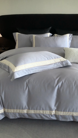 91家纺网 家纺一手货源 找家纺 2025新款全棉长绒棉刺绣四件套-时光 时光-灰