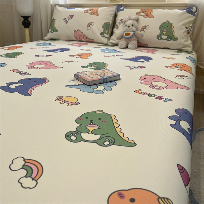 91家纺网 家纺一手货源 找家纺 星座家纺 2025新款斜纹提花凉感丝凉席床单款三件套 七彩龙