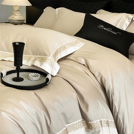 91家纺网 家纺一手货源 找家纺 （总）2025新款全棉长绒棉刺绣四件套-迪克斯