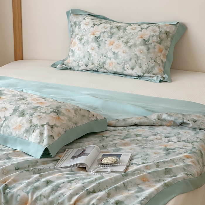 91家纺网 家纺一手货源 找家纺 顾里2025新款天丝莱赛尔夏被 薄荷微光