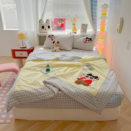 91家纺网 家纺一手货源 找家纺 （总）子钦家访 2025新款云朵棉水洗棉哪吒小新夏被夏被四件套宿舍儿童