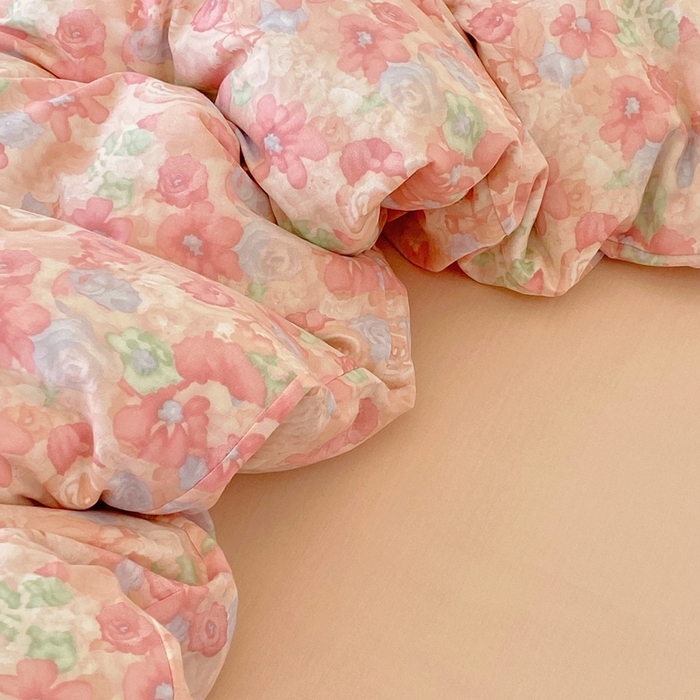 91家纺网 家纺一手货源 找家纺 于果 2025新款全棉双层纱四件套第四批 花汀