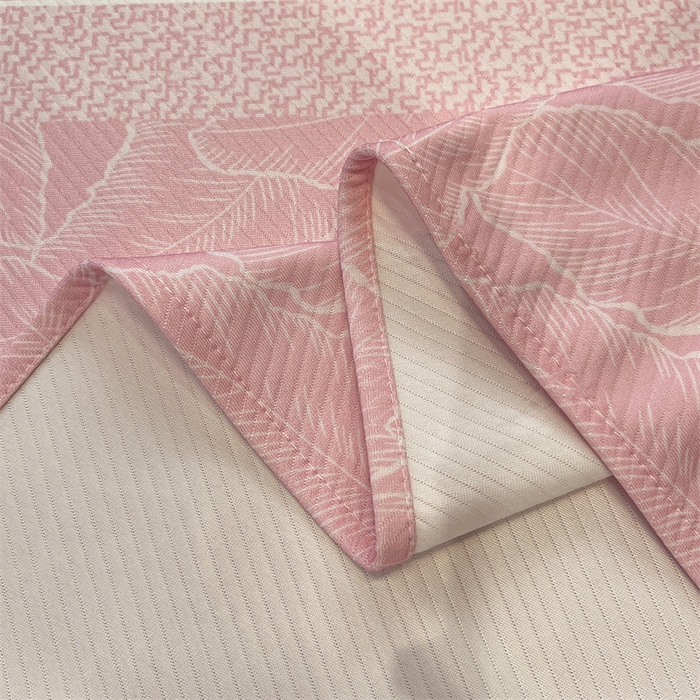 91家纺网 家纺一手货源 找家纺 星座家纺 2025新款斜纹提花凉感丝凉席床单款三件套 叶之语-粉