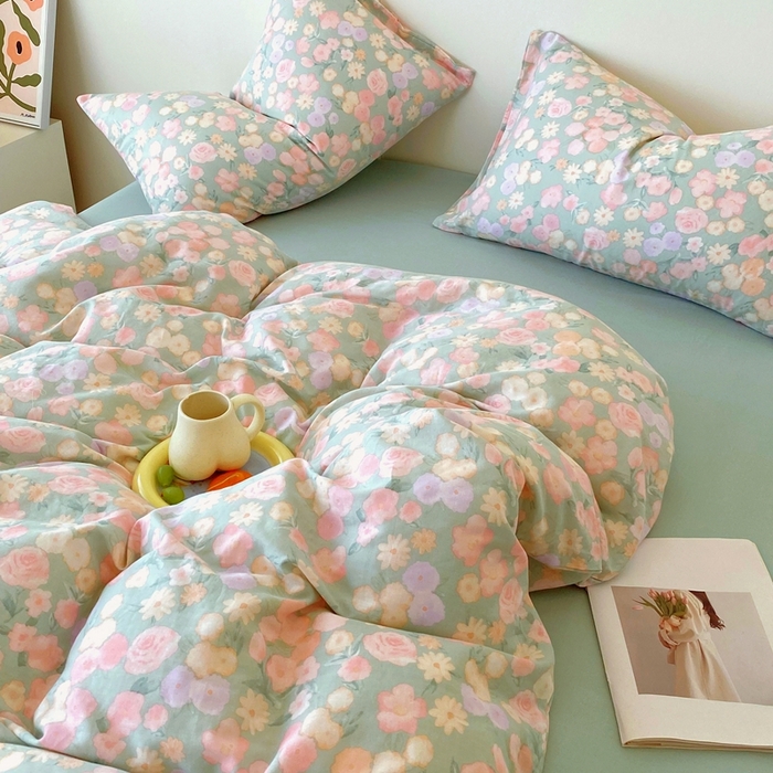 91家纺网 家纺一手货源 找家纺 于果 2025新款全棉双层纱四件套第四批 手捧玫瑰