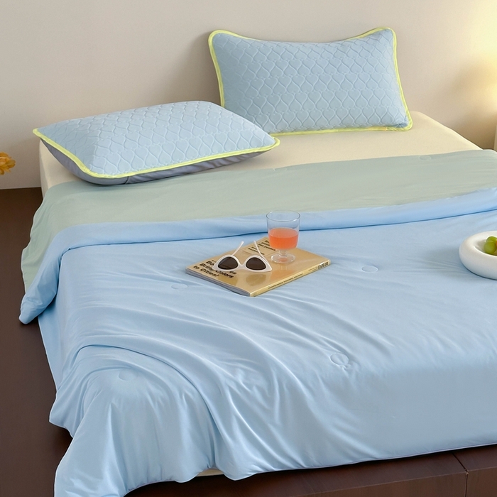 91家纺网 家纺一手货源 找家纺 顾里2025新款冰皮抗菌凉感被 冻海绿果