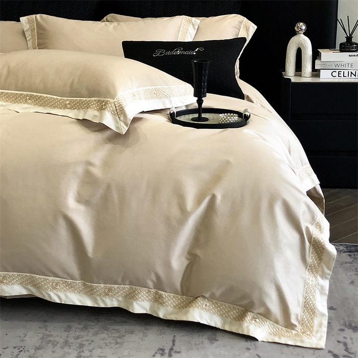 91家纺网 家纺一手货源 找家纺 2025新款全棉长绒棉刺绣四件套-迪克斯 迪克斯-金