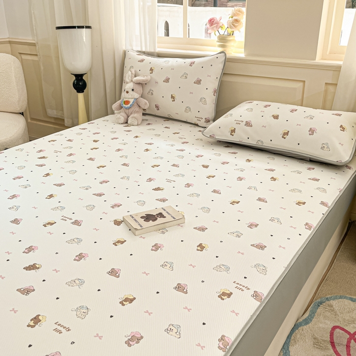 91家纺网 家纺一手货源 找家纺 星座家纺 2025新款斜纹提花凉感丝凉席床笠款三件套 床笠-游园会