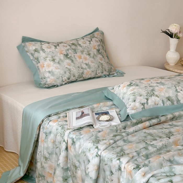 91家纺网 家纺一手货源 找家纺 顾里2025新款天丝莱赛尔夏被 薄荷微光