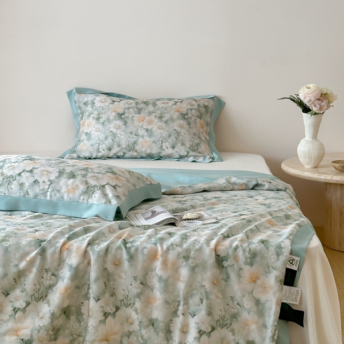 91家纺网 家纺一手货源 找家纺 顾里2025新款天丝莱赛尔夏被 薄荷微光