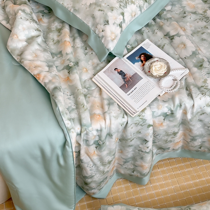 91家纺网 家纺一手货源 找家纺 顾里2025新款天丝莱赛尔夏被 薄荷微光