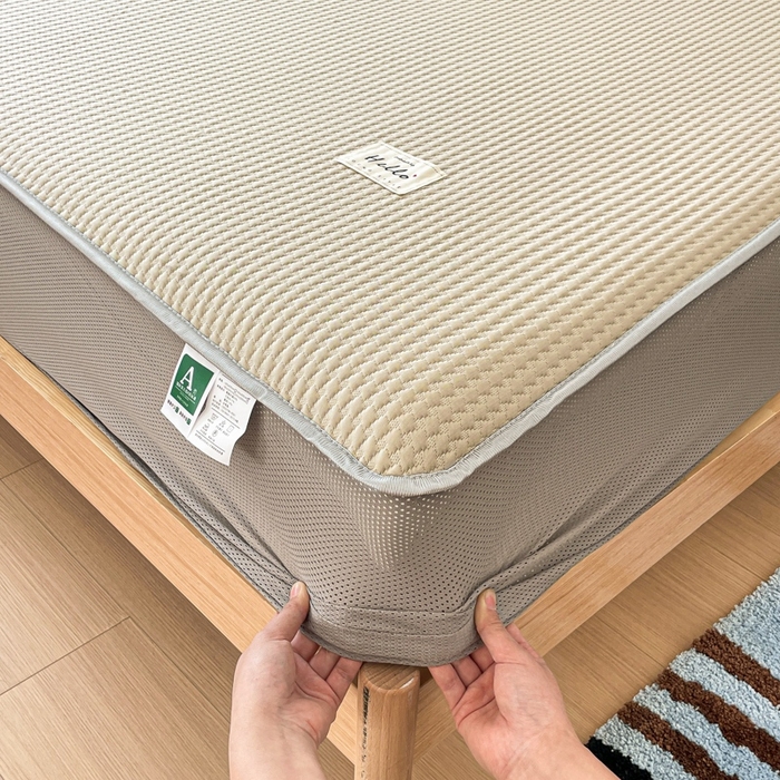 91家纺网 家纺一手货源 找家纺 吉象2025新款A类床笠款软凉席 饼干格香槟