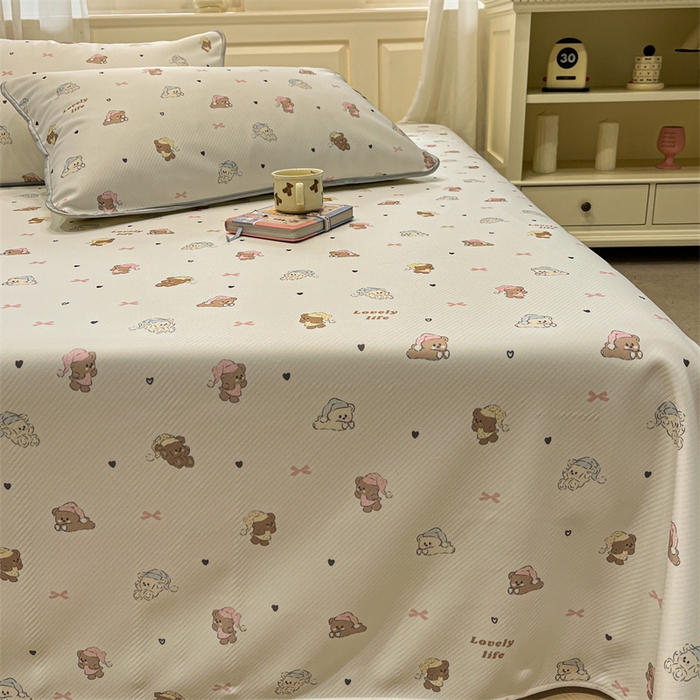 91家纺网 家纺一手货源 找家纺 星座家纺 2025新款斜纹提花凉感丝凉席床单款三件套 游园会