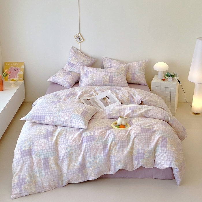 91家纺网 家纺一手货源 找家纺 于果 2025新款全棉双层纱四件套第四批 山花浪漫