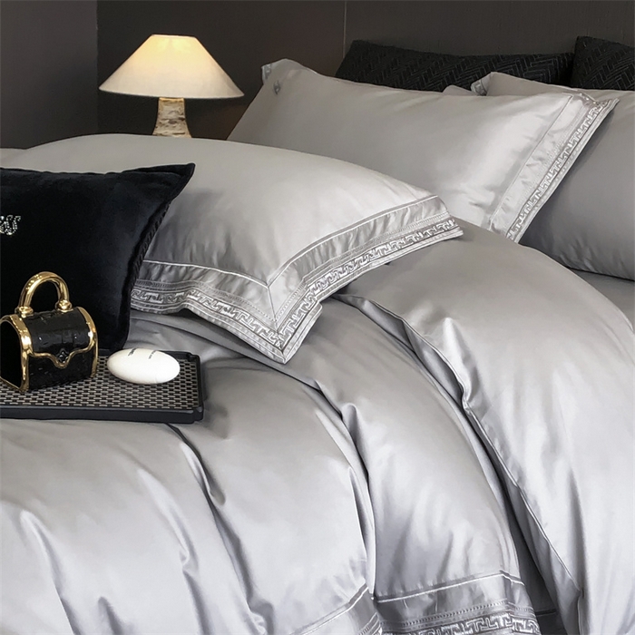 91家纺网 家纺一手货源 找家纺 2025新款全棉长绒棉刺绣四件套-迷宫 迷宫-灰