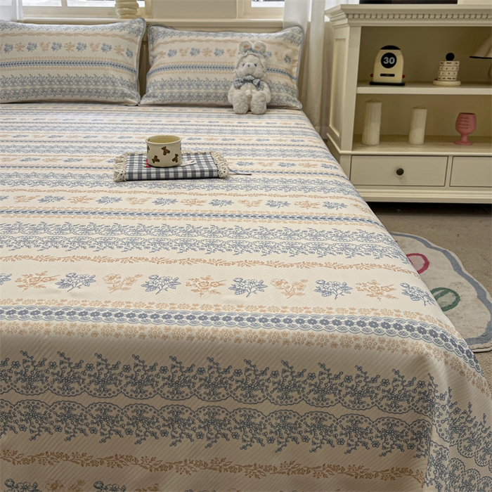 91家纺网 家纺一手货源 找家纺 星座家纺 2025新款斜纹提花凉感丝凉席床单款三件套 古韵