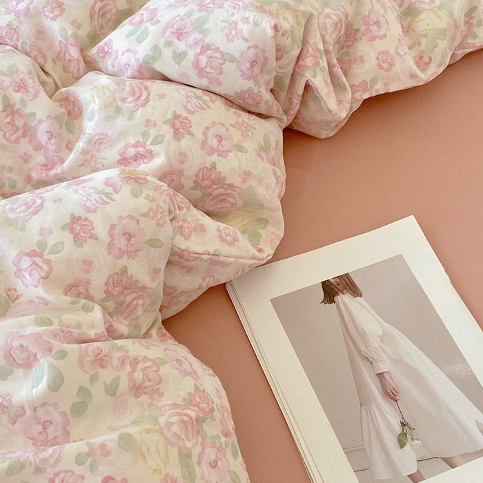 91家纺网 家纺一手货源 找家纺 于果 2025新款全棉双层纱四件套第四批 欧若拉