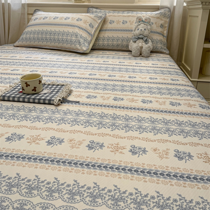 91家纺网 家纺一手货源 找家纺 星座家纺 2025新款斜纹提花凉感丝凉席床单款三件套 古韵