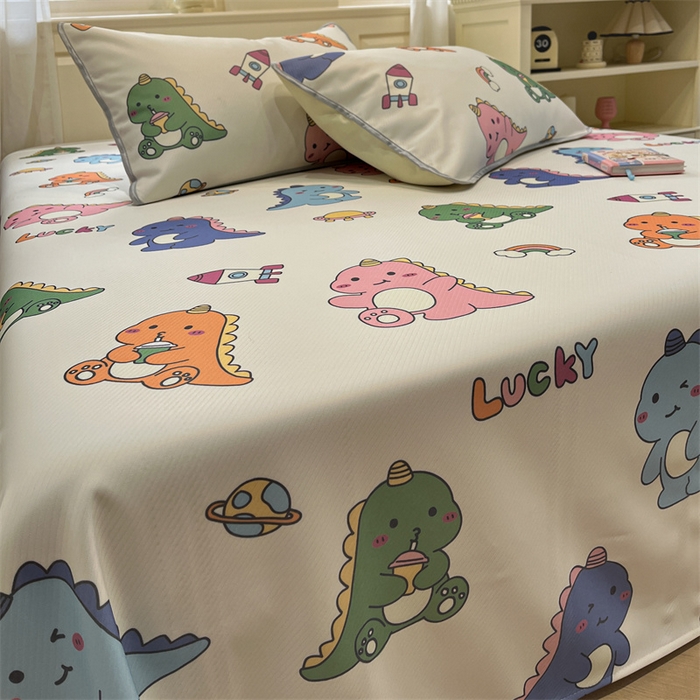 91家纺网 家纺一手货源 找家纺 星座家纺 2025新款斜纹提花凉感丝凉席床单款三件套 七彩龙