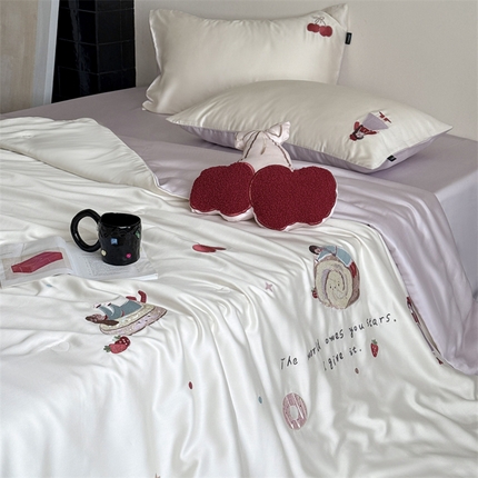 鹿班家居 2025年夏季60S莱赛尔刺绣夏被系列-甜心女孩 （标准会员-20元） 紫色