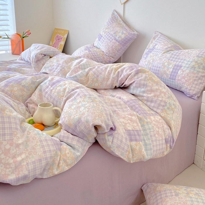 91家纺网 家纺一手货源 找家纺 于果 2025新款全棉双层纱四件套第四批 山花浪漫