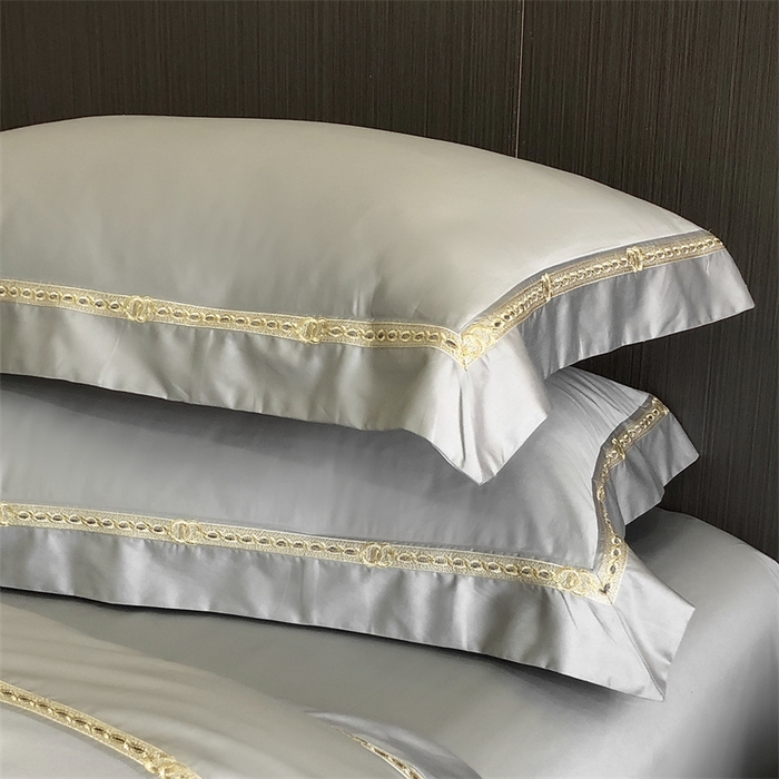 91家纺网 家纺一手货源 找家纺 2025新款全棉长绒棉刺绣四件套-慕研 慕研-灰