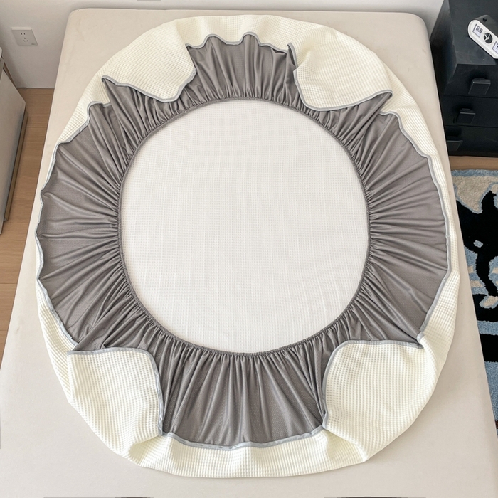 91家纺网 家纺一手货源 找家纺 吉象2025新款A类床笠款软凉席 华夫格象牙白