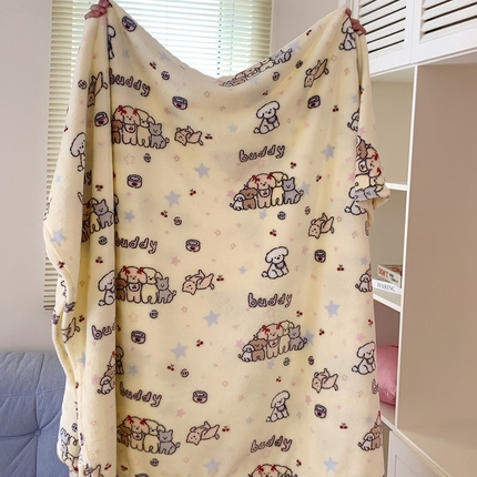 91家纺网 家纺一手货源 找家纺 桃喜 2025新款春夏双面四季牛奶绒毛毯空调毯（会员-2） 萌宠乐园