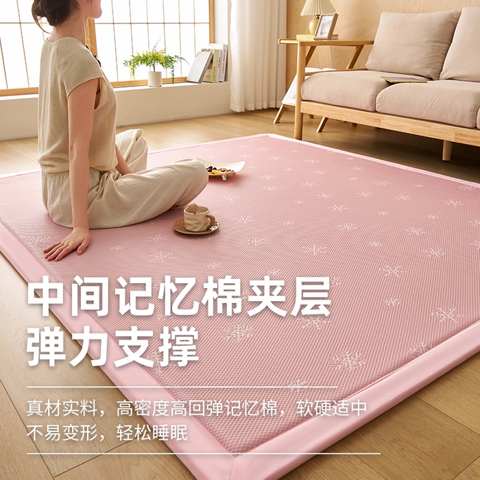 91家纺网 家纺一手货源 找家纺 锦丝钰床垫 2025新款真凉感冰豆豆天鹅系列地垫 冰豆豆-雪花粉